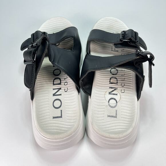 London Fog Nasia White Black Adjustable Straps Sandals WL06328W Womens Size 8W - Picture 8 of 10